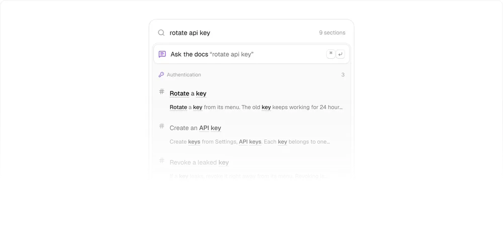 Docs Search, a Kokonut UI Pro component