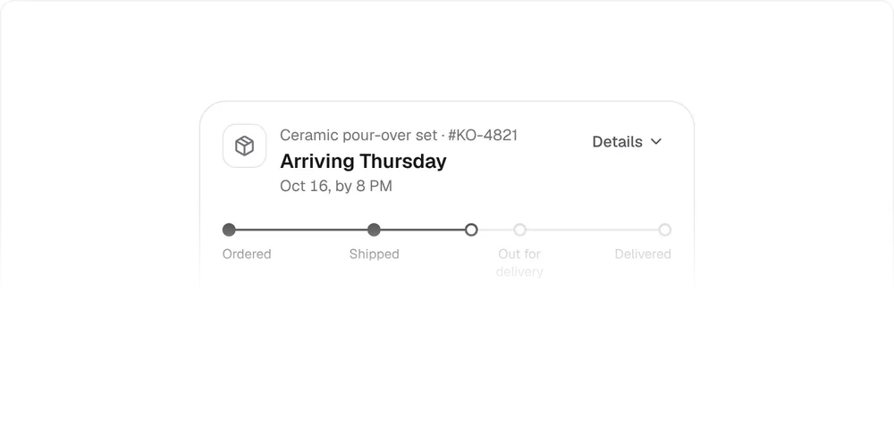 Order Tracker, a Kokonut UI Pro component