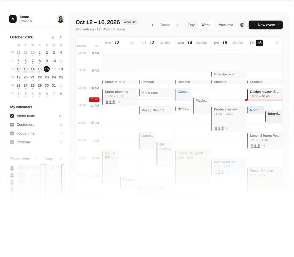 Team Calendar, a Kokonut UI Pro component